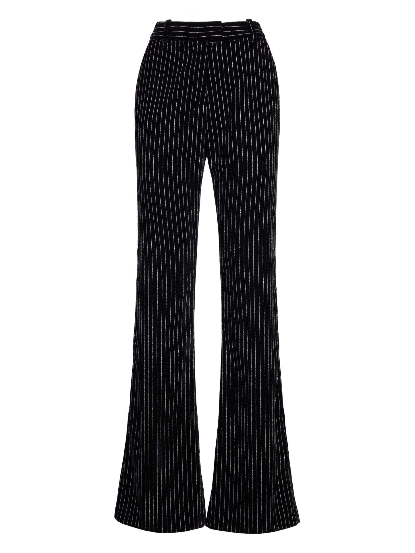 PINSTRIPE VELVET FLARE PANTS