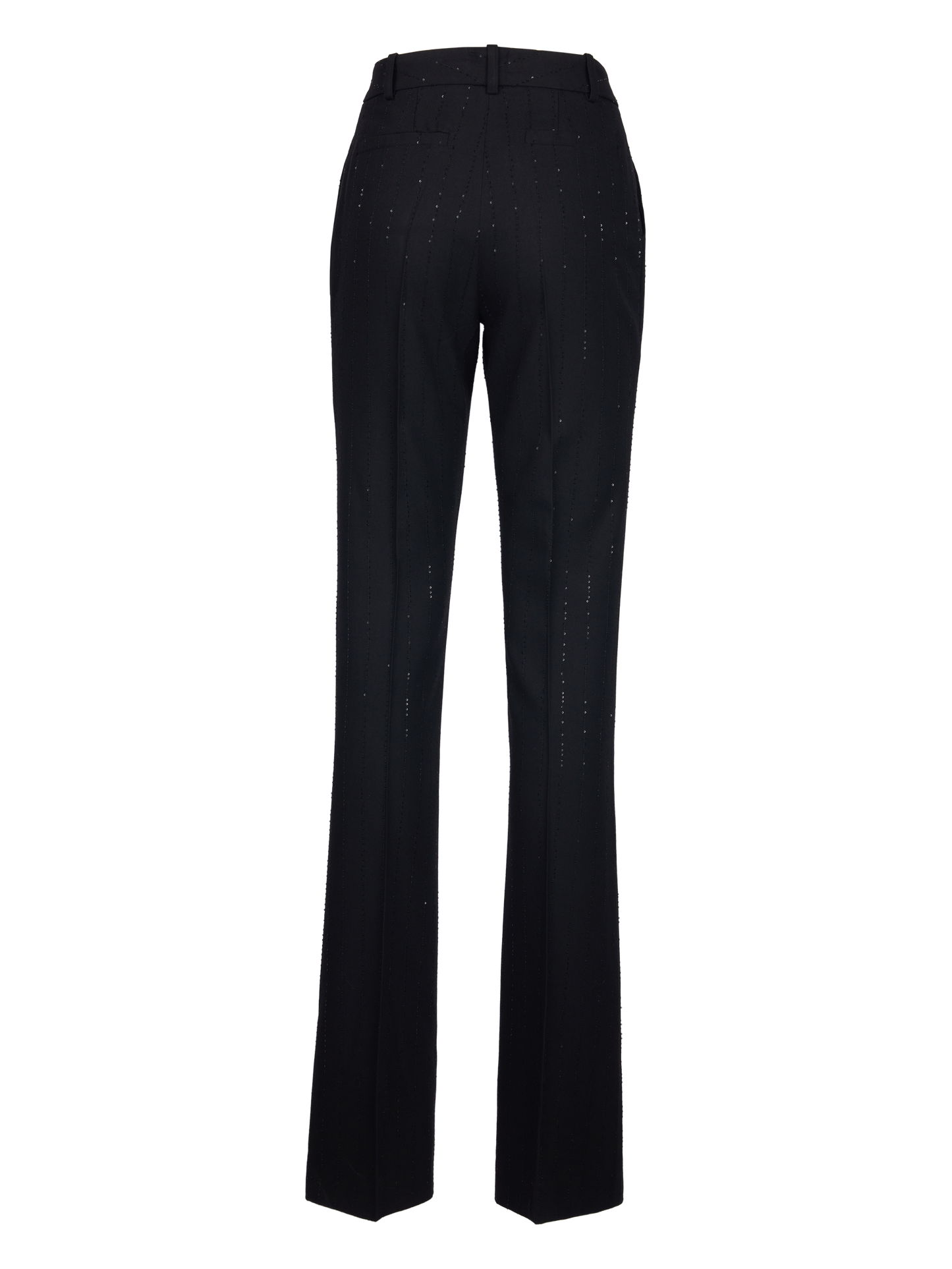 WOOL PINSTRIPE MICROSEQUINS FLARE PANTS