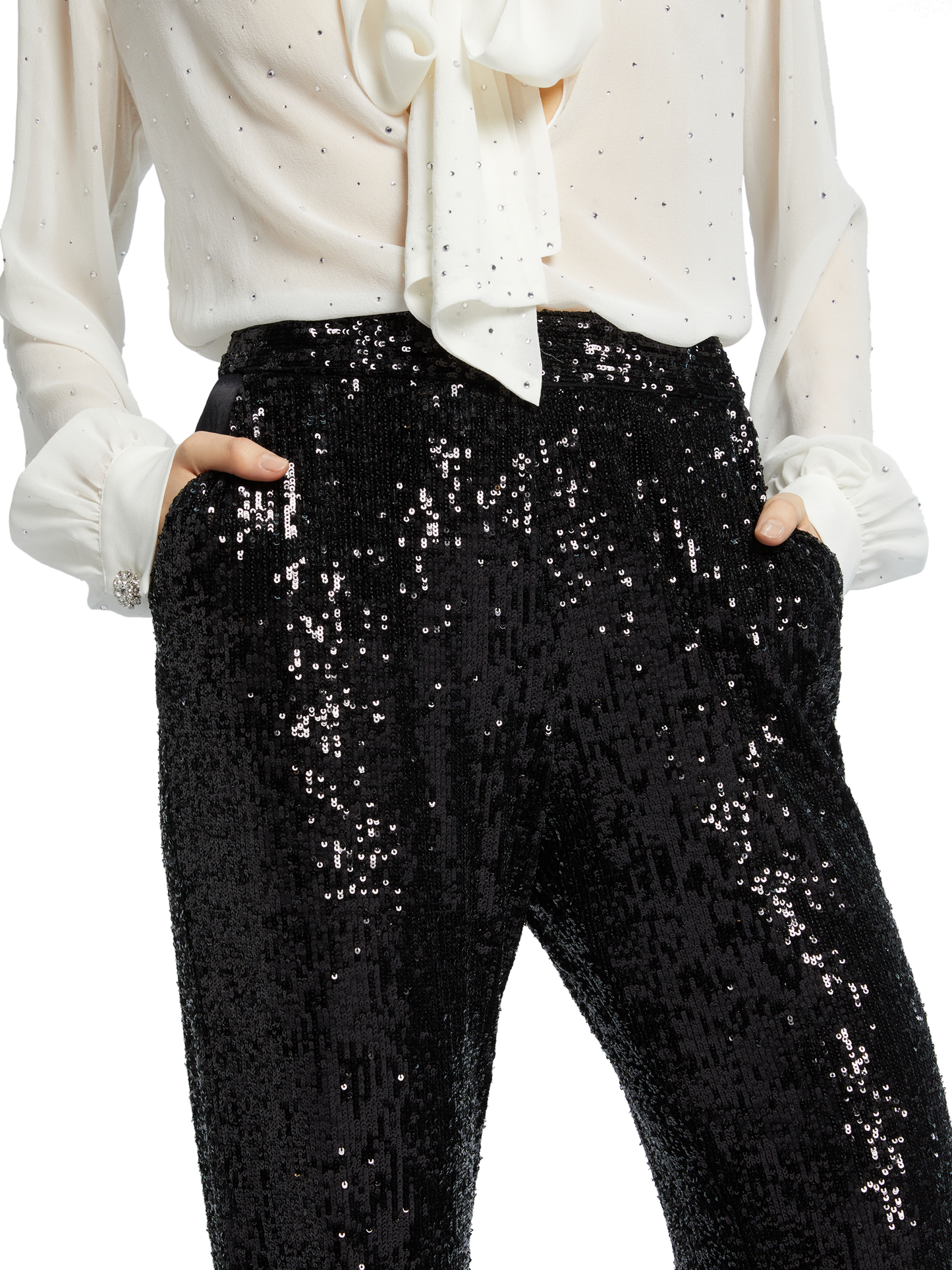 SEQUINS FLARE TROUSERS