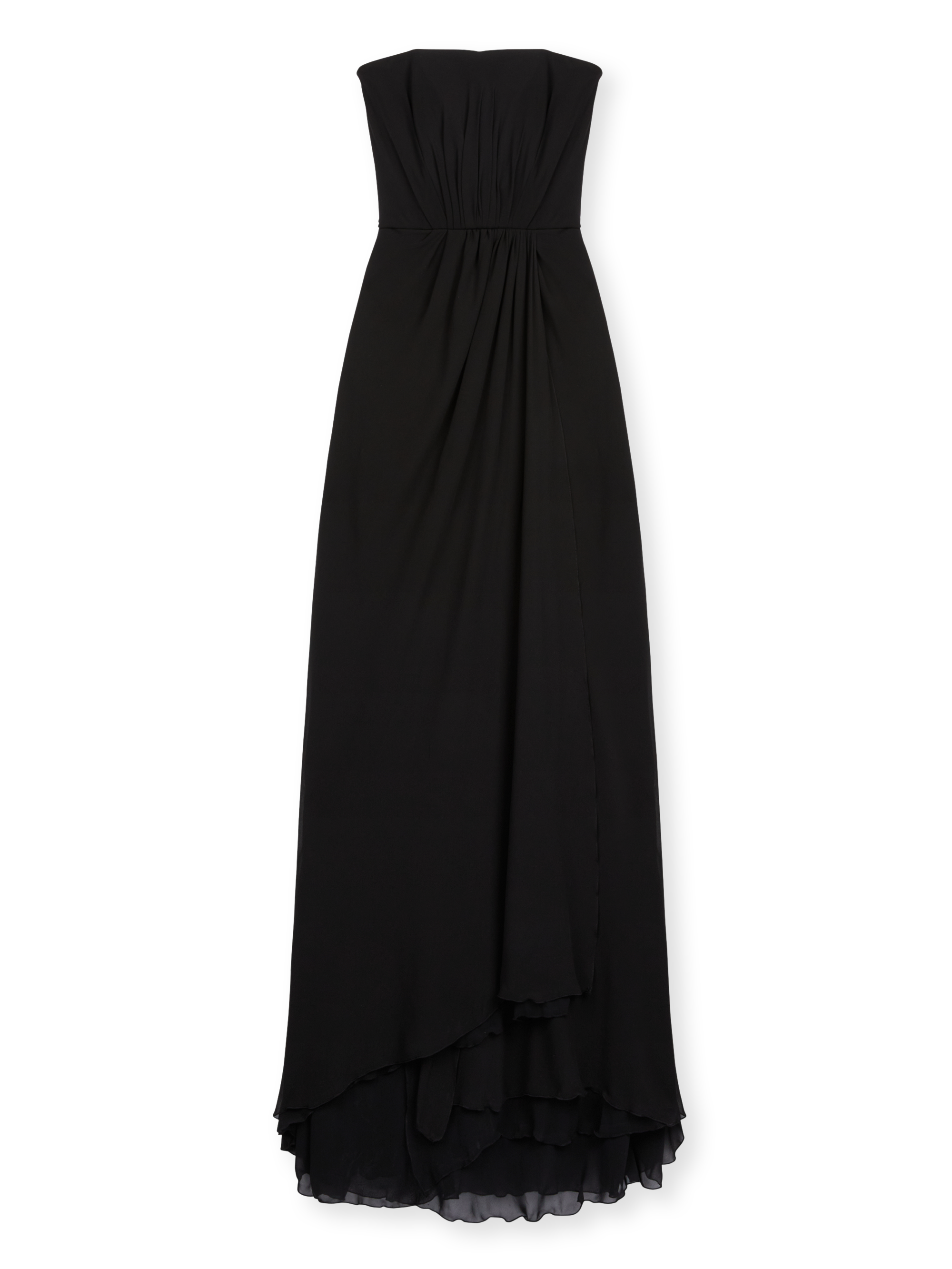 Black long strapless bustier dress in silk georgette – Redemption Official  Store